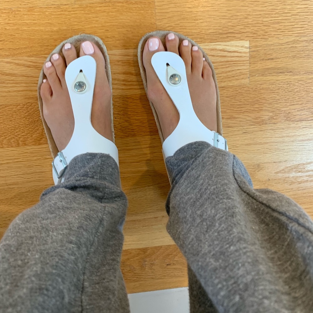 White Gizeh Birkenstocks
